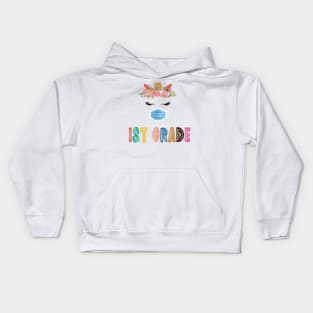 Quarantine Unicorn Hello 1st Grade 2020 Back To School Kids Hoodie